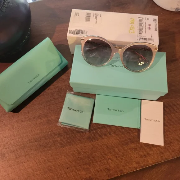 Tiffany & Company TF4189 Sunglasses Champaign Grey Cat Eye Crystal MA#482